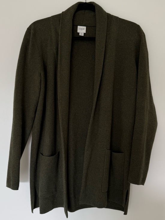 J. Crew Sweaters - J. Crew Olive Green Open Front Longline Cotton Cardigan Sweater Size XS